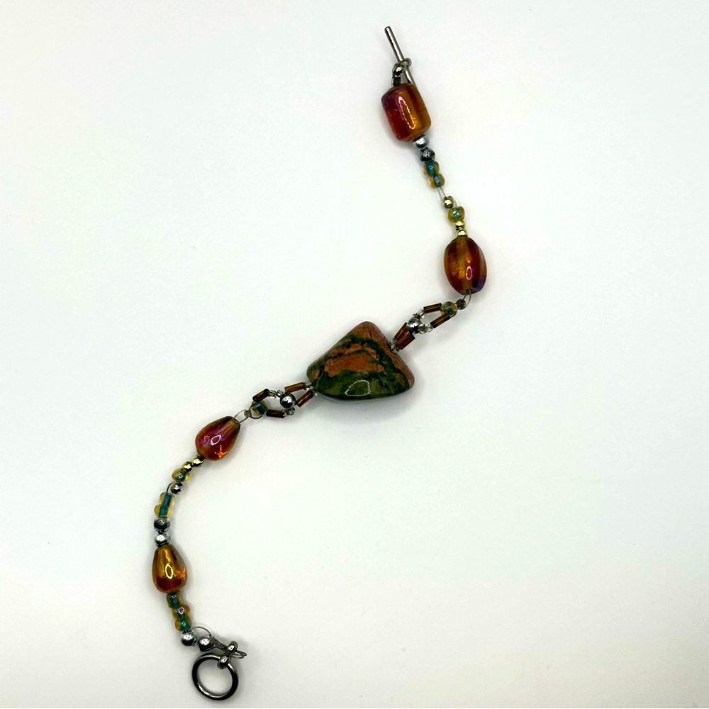 Vintage Unakite Natural Stone Bracelet - Picture 4 of 6